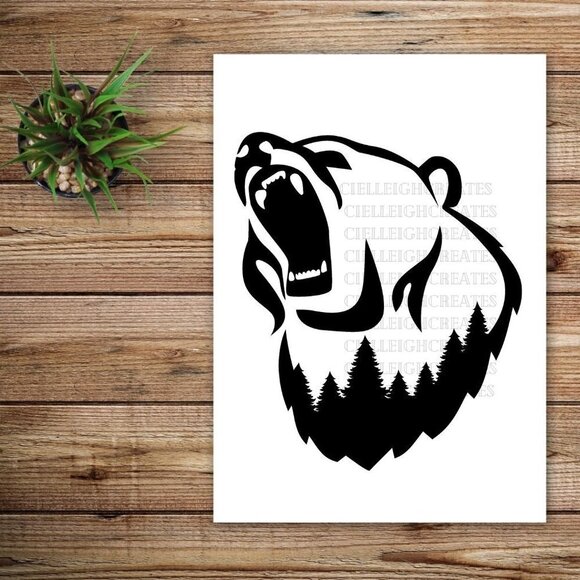 *2 for $20* Bear Growling Head Decal Sticker Handcrafted - Picture 1 of 5
